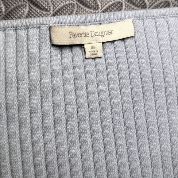 Favorite Daughter Baby Blue Long Sleeve 85%Cotton Square Neck Women's TOP XS - Picture 11 of 11